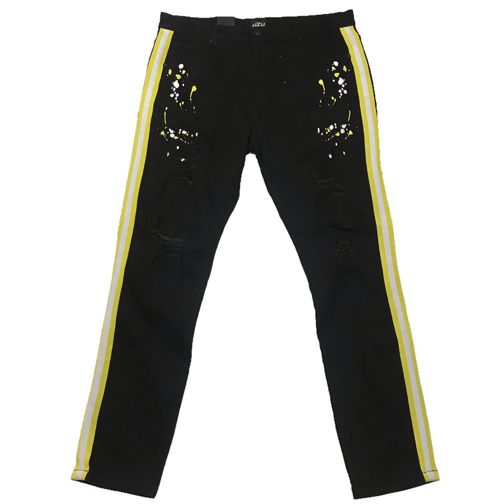 Men’s “Paint Splatter” jeans. Sizes 36, 38, and 40.